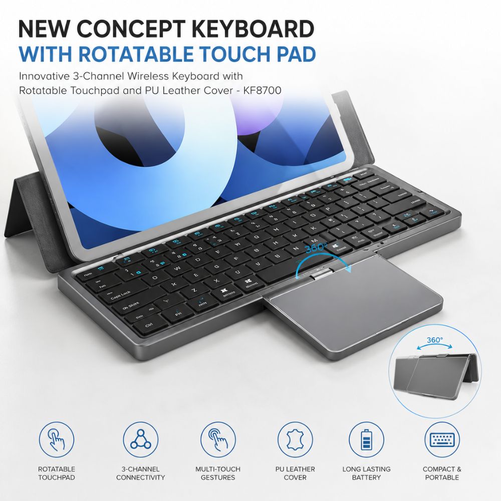 Generic New Concept Keyboard with Rotatable Touch Pad - Black