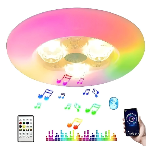 Smart LED Music Ceiling Light – RGB Remote Control Sensor Lamp with Speaker