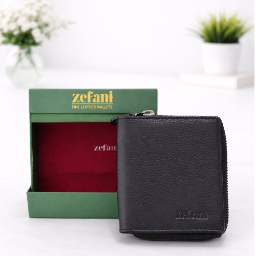 Zefani Genuine Leather Zip Wallet