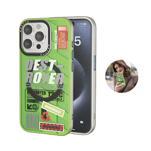 Mezone Destroyer Magnetic Phone Case For iPhone 15 pro - Yellow Green