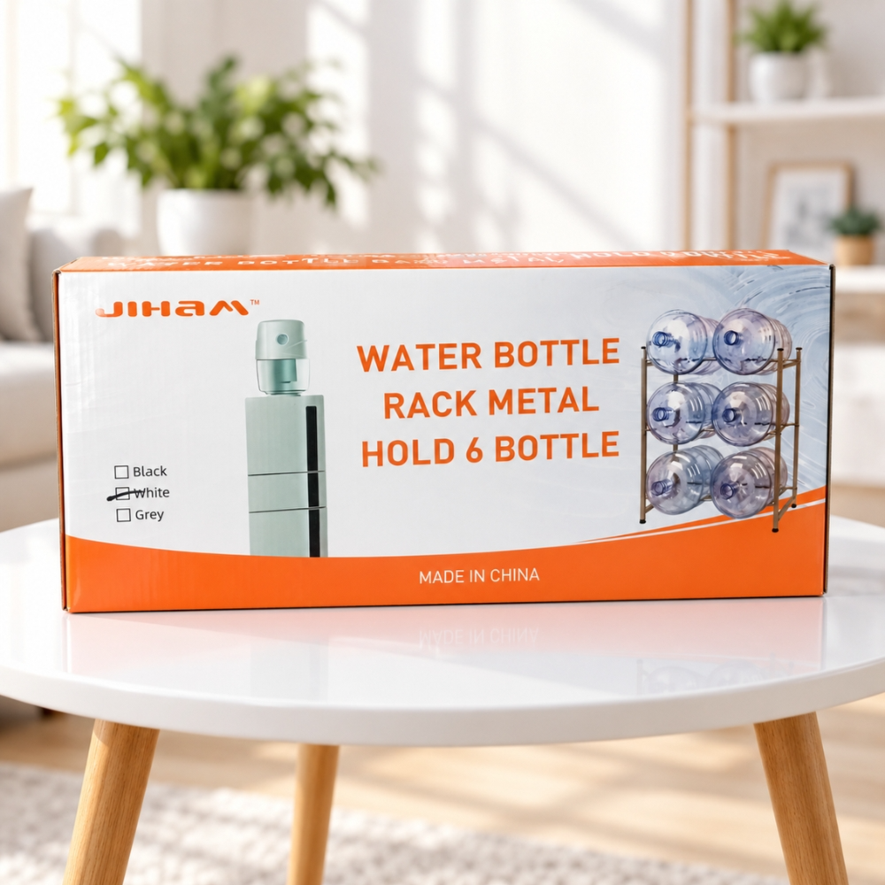Water Bottle Rack – JIHAM 6-Bottle 3-Tier Metal Organizer Stand for Home & Office