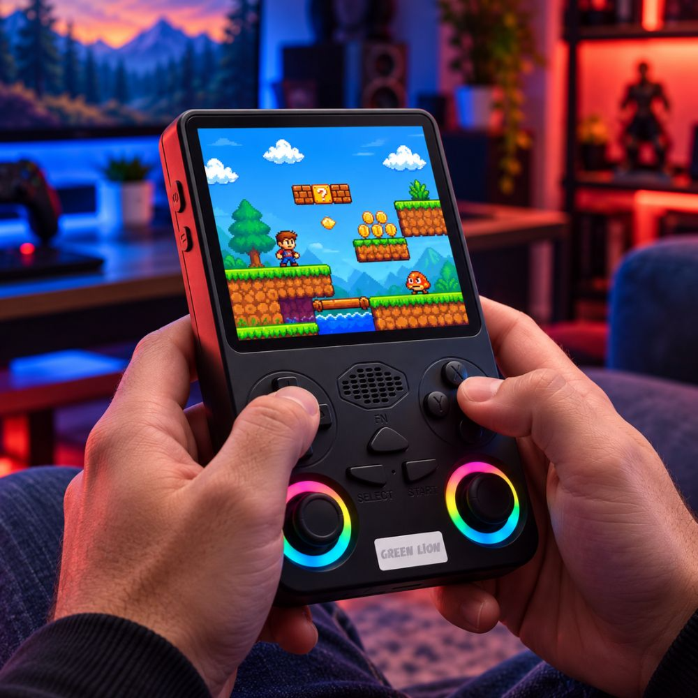 Handheld Game Console 15000+ Games Portable Gaming Console Green Lion GP Ultra 5 Black