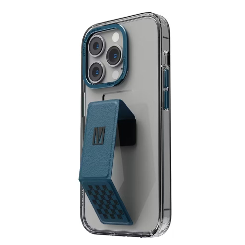 Levelo Morphix Clara Gripstand iPhone 14 Pro IMD Clear Back Case - Blue