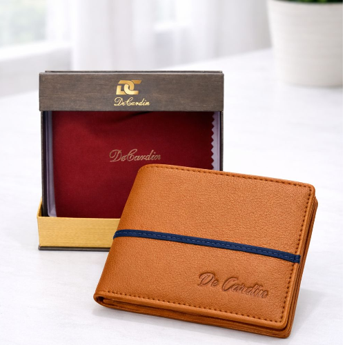 De Cardin Elegant Bi-Fold Leather Wallet - Tan