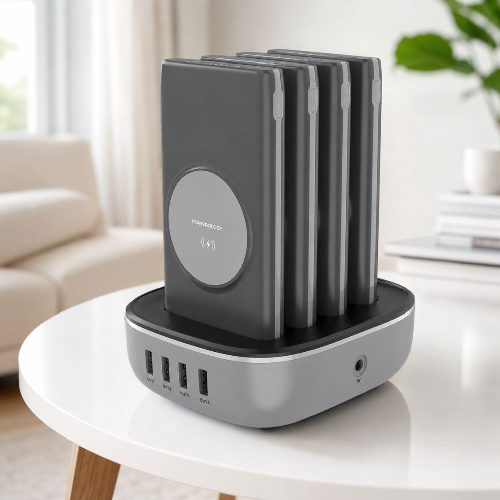 Powerology 4 In 1 Power Bank Station With Built-in Lightning And Type-c Cable