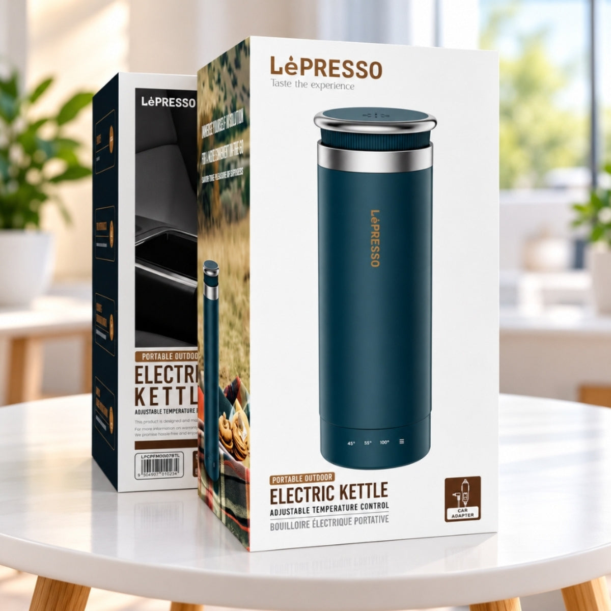 LePresso Portable Outdoor Electric Kettle 300ml 96W with Adjustable Temperature – Blue Teal