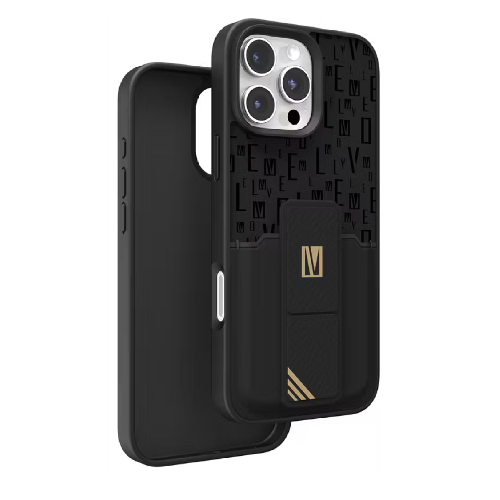 Levelo Morphix Gripstand Case With Cardholder For iPhone 16 Pro Max-Black