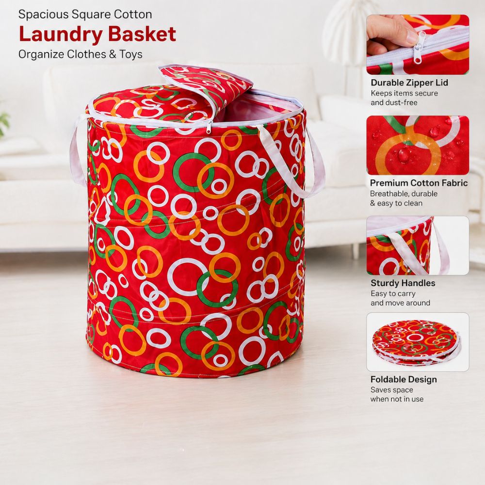 Large Cotton Laundry Basket Qatar - Foldable Hamper