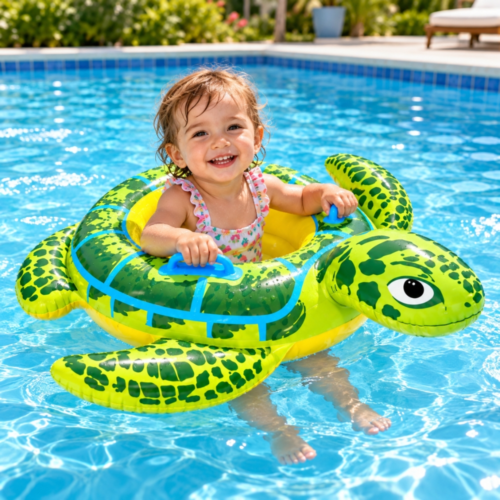 Inflatable Turtle-Shaped Baby Swimming Float