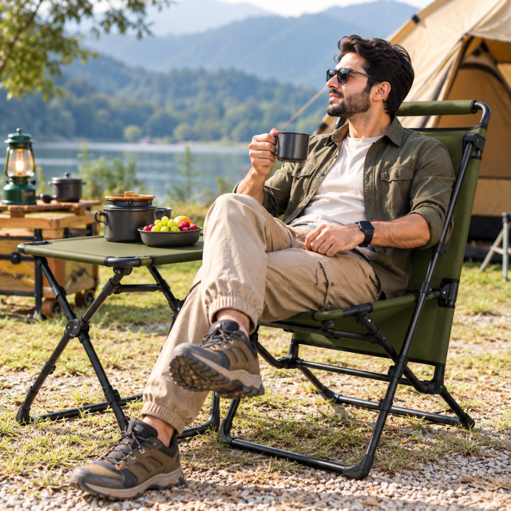Porodo Lifestyle 2-in-1 Foldable Camping Chair & Table – Green