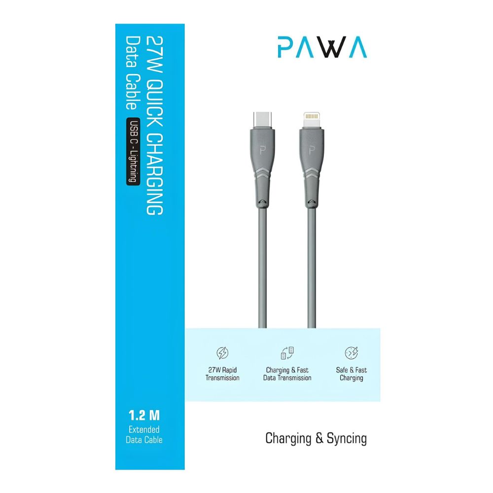 Pawa Type-C to Lightning PVC Cable 27W Quick Charging 1.2m - White