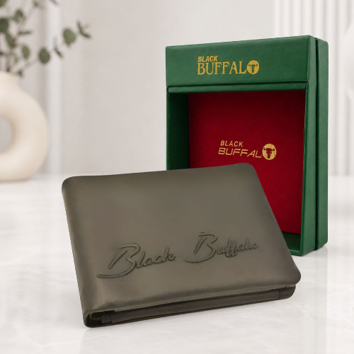 Men’s Leather Wallet – Black Buffalo Slim Bifold Wallet