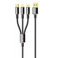 Green Lion Transparent 3 in 1 Braided Cable ( USB-C / Lightning / Micro ) 1M - Black