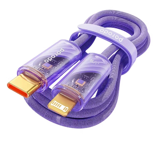 Porodo 27W PD C To Lightning Cable With Transparent Head 1M - Purple