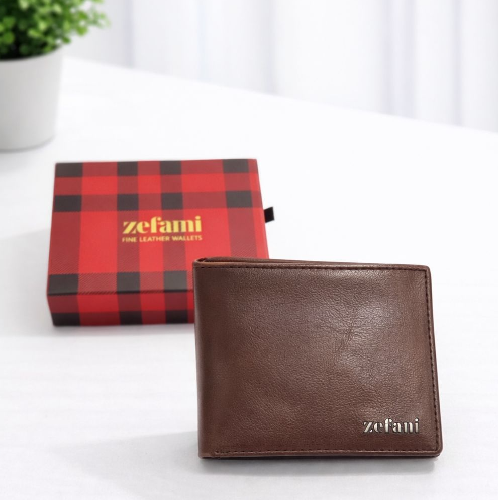 Zefani Classic Bifold Genuine Leather Wallet -Brown