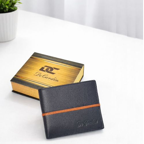 De Cardin Elegant Bi-Fold Leather Wallet - Blue