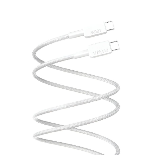 PAWA El‑Caro Braided Cable USB‑C to USB‑C 100 W 1.2M -White