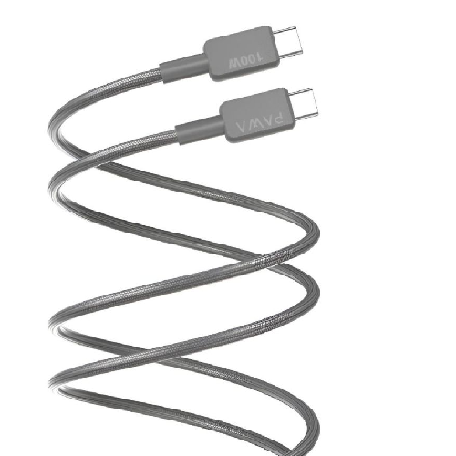 Pawa El‑caro Braided Cable Usb‑c To Usb‑c 100 W 1.2m - Gray