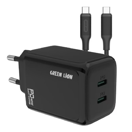 Green Lion 40W Dual PD Wall Charger With USB-C To USB-C Cable EU