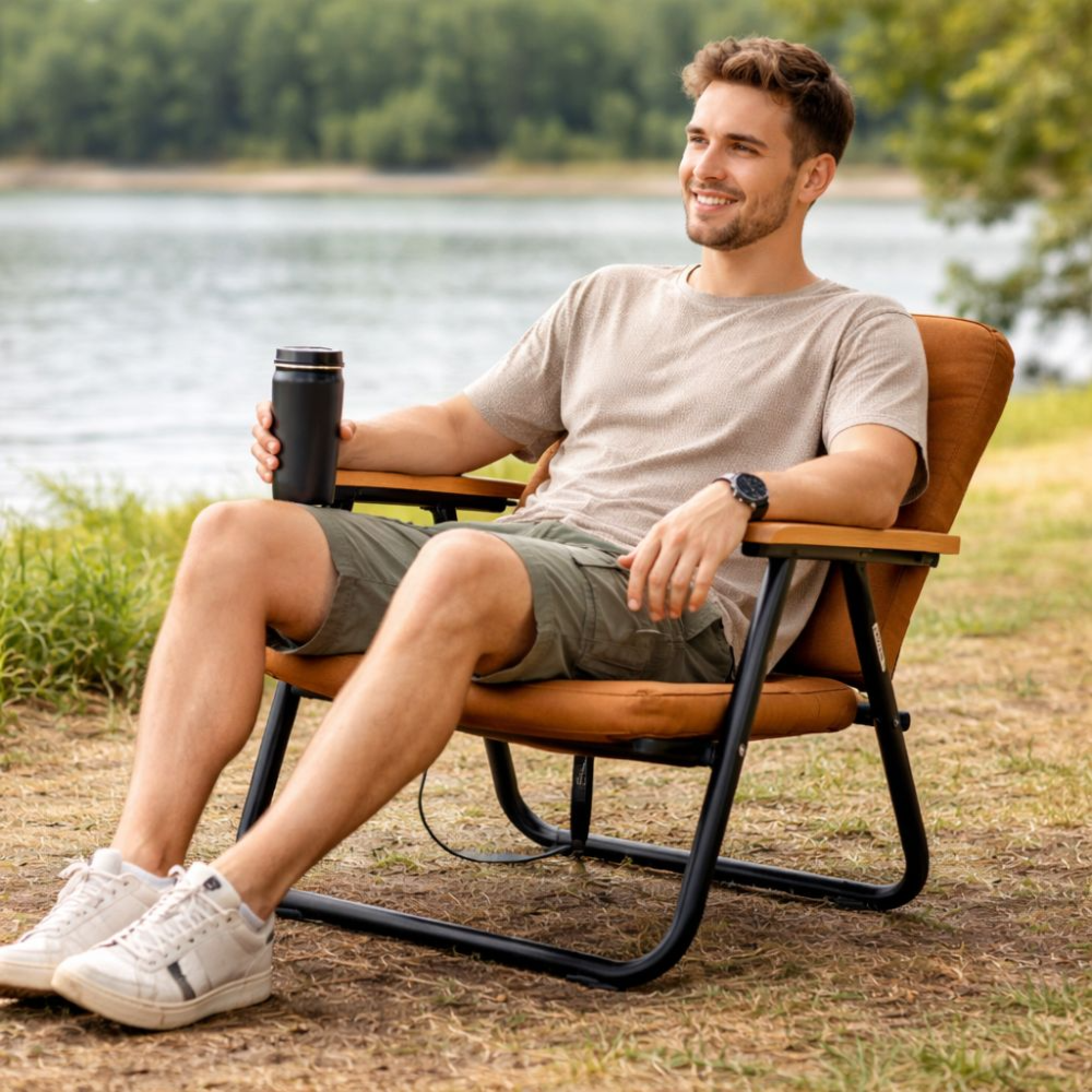 Porodo Foldable Camping Chair - Brown