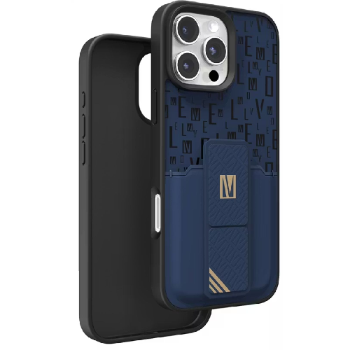 Levelo Morphix Gripstand Case With Cardholder For iPhone 16 Pro Max-Blue