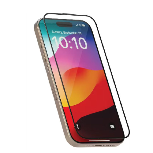 Levelo Full Screen Anti-Static Twice Tempered Glass For iPhone 15 - Black