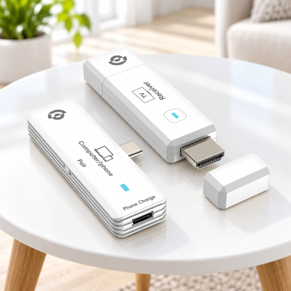 Powerology AIROMA USB-C to HDMI Wireless Adapter, Wireless Display & Screen Mirroring, 1080P 60Hz, 50m - White