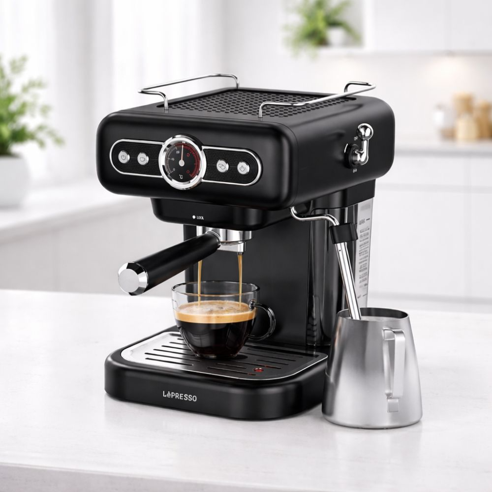 LePresso Retro Barista Espresso Machine – Coffee Maker with Milk Frother & Boiler