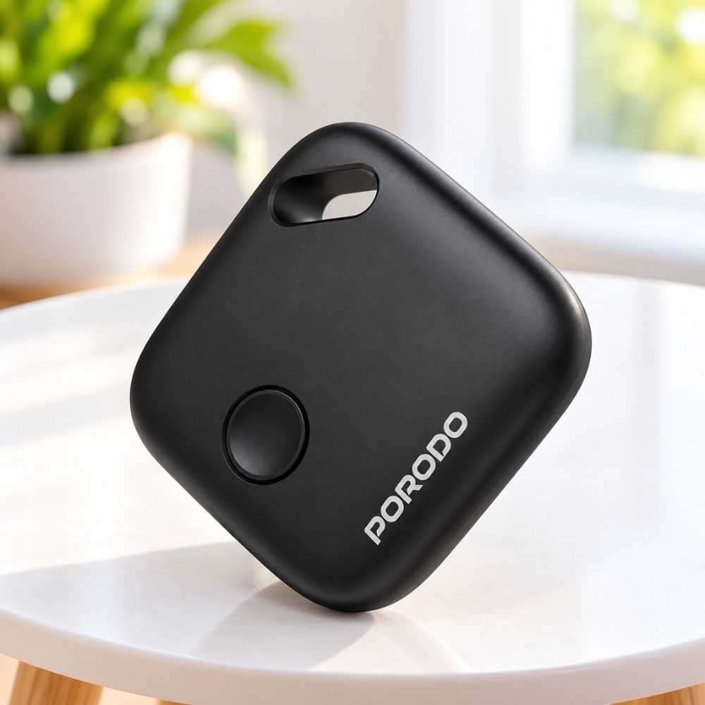 Porodo Findora Smart Tag Black – Bluetooth Tracker for iPhone, Apple Find My, Keys & Items