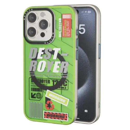 Mezone Destroyer Magnetic Phone Case For iPhone 14 Pro - Yellow Green