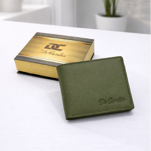 DeCardin Classic Bi-Fold Leather Wallet for Men - Green