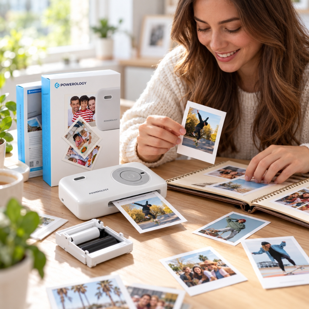 Powerology Instant Photo Printer Cartridge 2.2 x 3.4 Inch – 20 Films – White