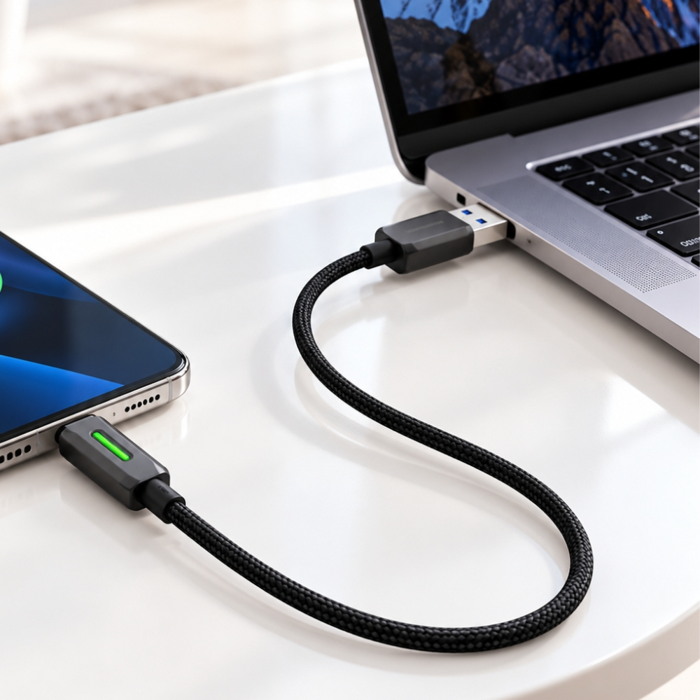 Powerology 12W USB-A to USB-C Braided Cable 1.2M – Black