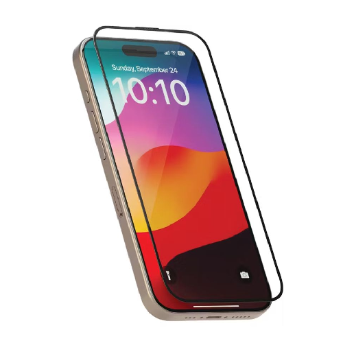 Levelo Full Screen Anti-Static Twice-Tempered Glass For iPhone 15 Plus - Black