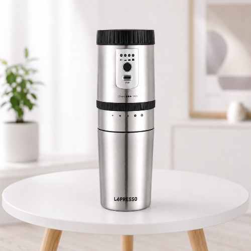 LePresso Portable Mug Burr Grinder Coffee Maker