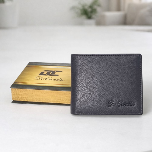 De Cardin Classic Bi-Fold Leather Wallet for Men - Blue