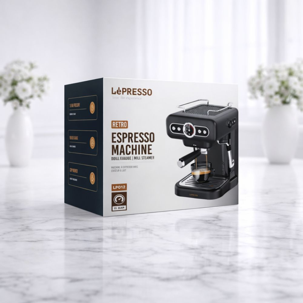 LePresso Retro Barista Espresso Machine – Coffee Maker with Milk Frother & Boiler