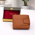 DeCardin Men’s Leather Bi-Fold Wallet with Zipper Coin Pocket - Tan