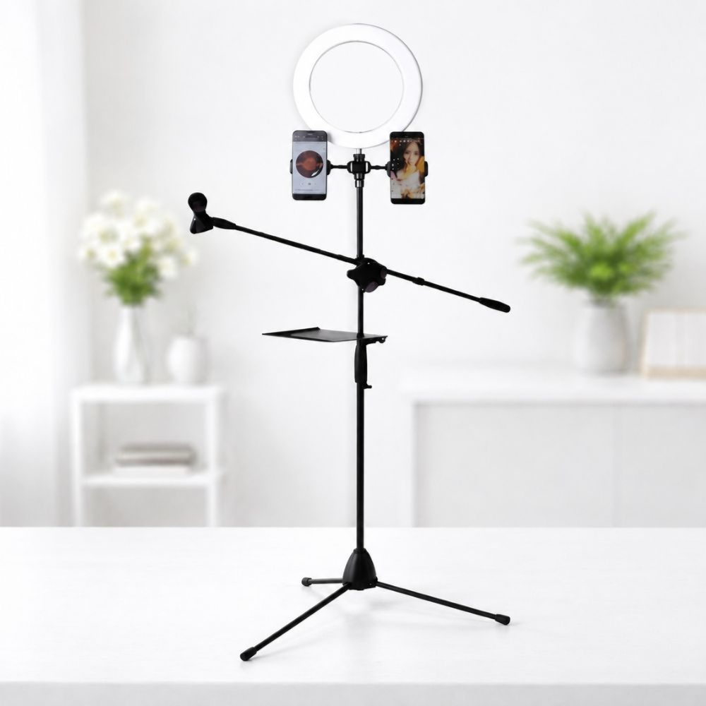 Adjustable Microphone Stand – Phone & Mobile Tripod Holder for Photography & Streaming