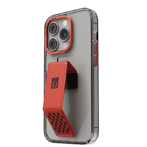 Levelo Morphix Clara Gripstand Iphone 14 Pro Imd Clear Back Case -red