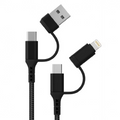 Green lion Braided 2 in 2 Fast Charging Cable 1.2M 3A - Black