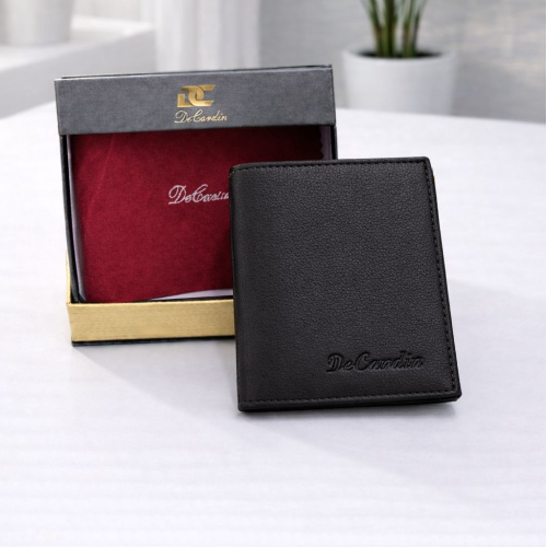 DeCardin Premium Bi-Fold Leather Wallet for Men - Black