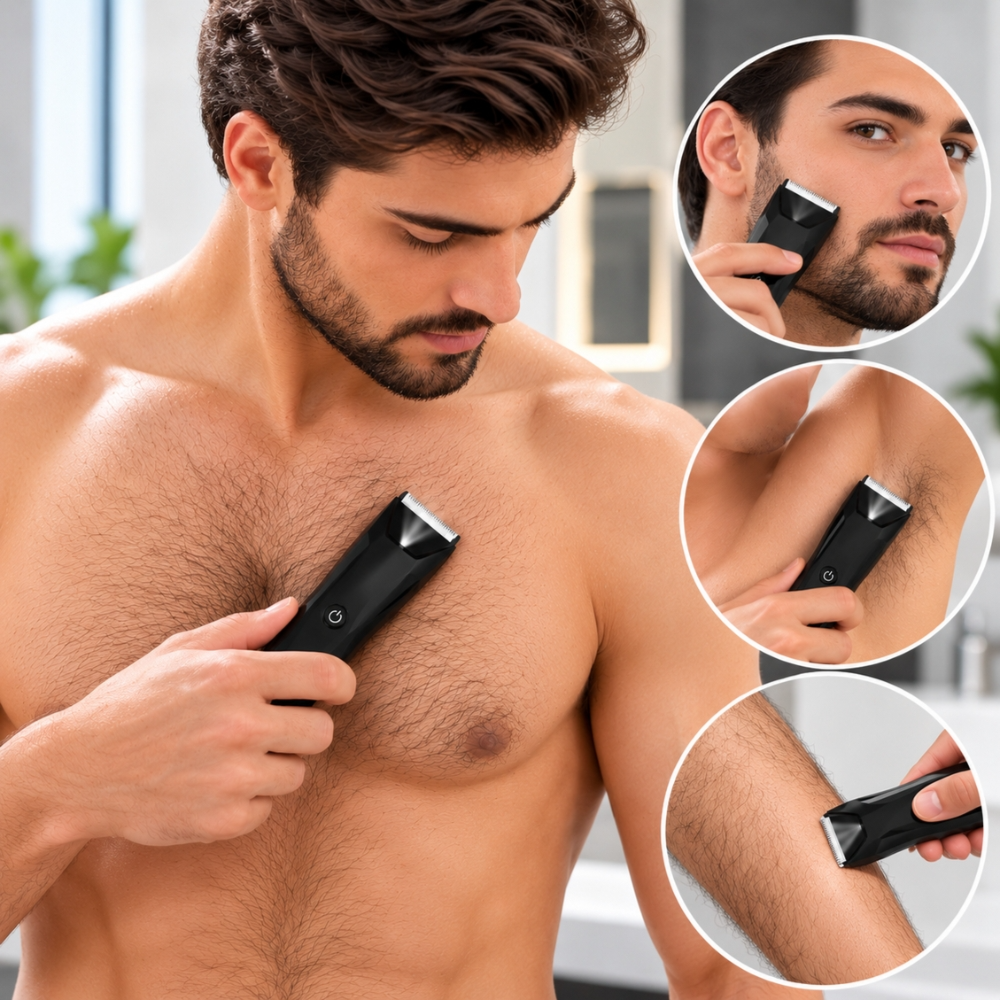 Green Lion Body Trimmer – Sensitive Pro, Ceramic Blade, 6500RPM, IPX7 Waterproof, 600mAh - Black