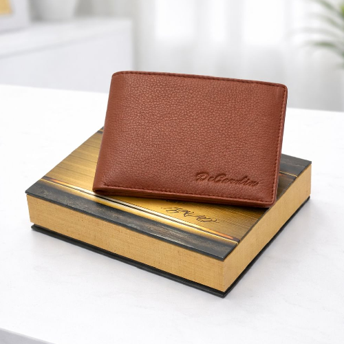 Classic Bi-Fold Wallet with Zipper Coin Pocket - Tan