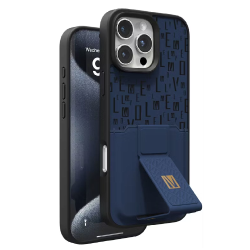Levelo Morphix Gripstand Case with Cardholder for iPhone 16 Pro-Blue