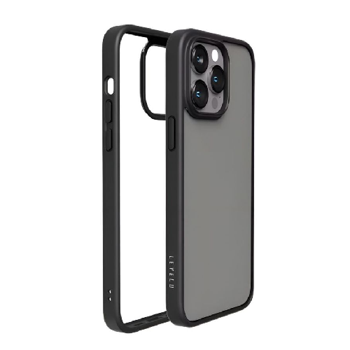 Levelo Solo Clear Back Case For iPhone 14 Pro Max Black