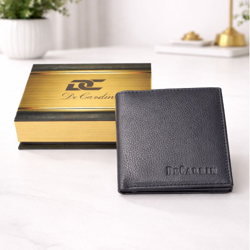 DeCardin Premium Bi-Fold Leather Wallet for Men - Blue