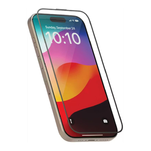 Levelo Full Screen Soft edge Twice-Tempered Glass For iPhone 15 Pro- Black