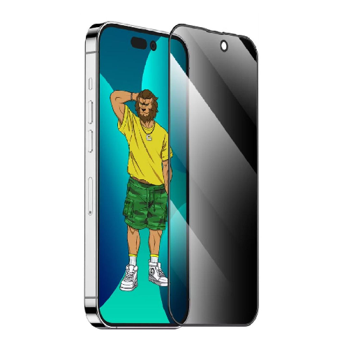 Green lion 3D Silicone Privacy Glass Screen Protector for iPhone 14 Pro Max ( 6.7" )