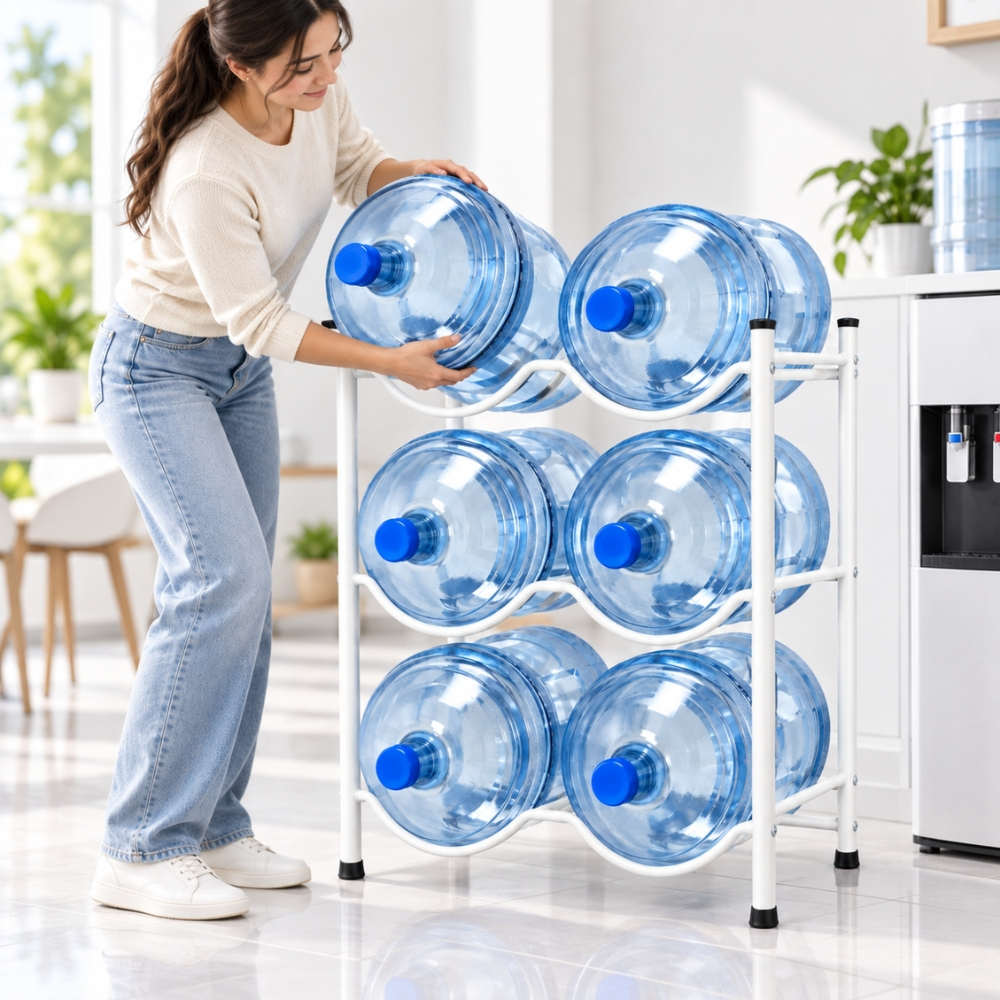 Water Bottle Rack – JIHAM 6-Bottle 3-Tier Metal Organizer Stand for Home & Office